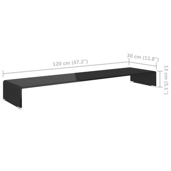 vidaXL TV-stander/monitorstand sort glas 120x30x13 cm