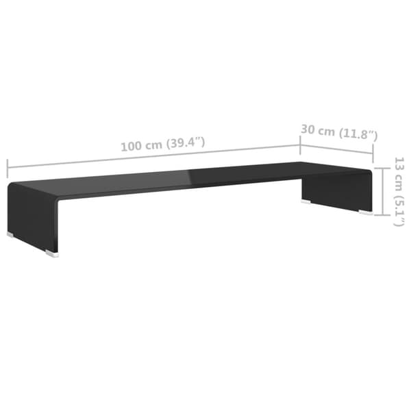 vidaXL TV-stander/monitorstand sort glas 100x30x13 cm