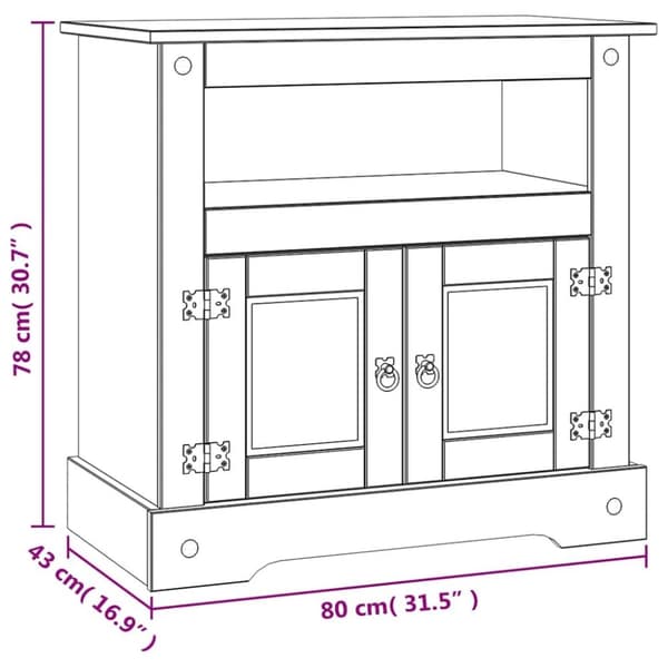 vidaXL TV-bänk mexikansk Coronastil furu 80x43x78 cm