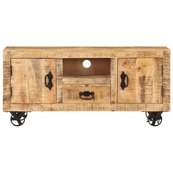 vidaXL Tv-bänk grovt mangoträ 110x30x50 cm