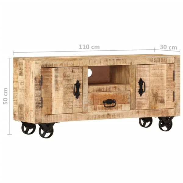 vidaXL Tv-bänk grovt mangoträ 110x30x50 cm