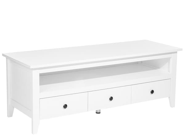 TV-taso valkoinen 137 x 50 x 50 cm MDF-levy 3 laatikkoa hylly maalattu matta