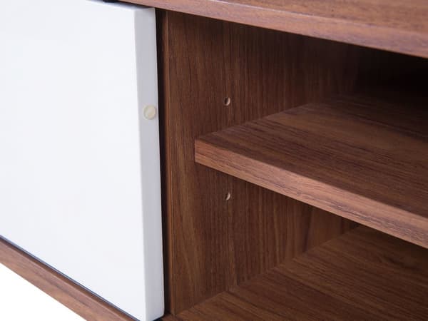 TV-taso tumma puu 117 x 44 x 35 cm MDF-levy matta viilutettu hyllyt valkoinen liukuovi
