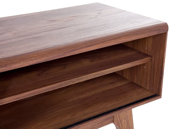 TV-taso tumma puu 117 x 44 x 35 cm MDF-levy matta viilutettu hyllyt valkoinen liukuovi