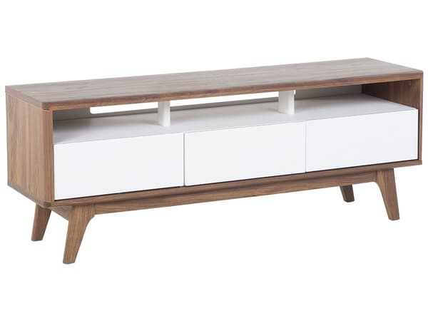 TV-taso tumma puu/valkoinen 140 x 53 x 39 cm MDF-levy lakattu matta viilutettu laatikot hylly