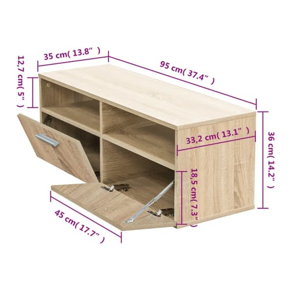 vidaXL TV-taso tammi 95x35x36 cm tekninen puu