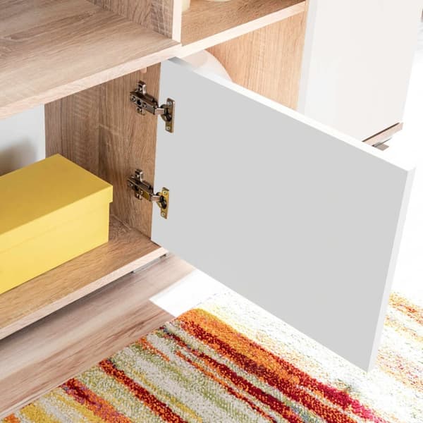vidaXL TV-veggenhet med LED-lys sonoma eik og hvit