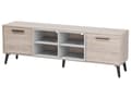 Pikkukuva 5 / 11: TV-taso vaalea puu/harmaa 180 x 60 x 40 cm lastulevy puu 4 hyllyä 2 kaappia kaapeliaukot