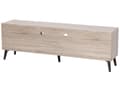 Pikkukuva 6 / 11: TV-taso vaalea puu/harmaa 180 x 60 x 40 cm lastulevy puu 4 hyllyä 2 kaappia kaapeliaukot