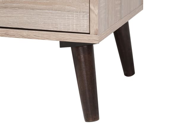 TV-taso vaalea puu/harmaa 180 x 60 x 40 cm lastulevy puu 4 hyllyä 2 kaappia kaapeliaukot