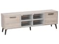 Pikkukuva 1 / 11: TV-taso vaalea puu/harmaa 180 x 60 x 40 cm lastulevy puu 4 hyllyä 2 kaappia kaapeliaukot