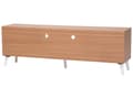 Pikkukuva 7 / 11: TV-taso vaalea puu/valkoinen 180 x 60 x 40 cm lastulevy puu 4 hyllyä 2 kaappia kaapeliaukot