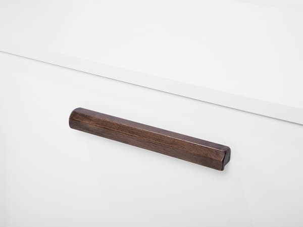 TV Bord Hvid Spånplade og Brun Gummitræ 180 x 40 x 60 cm Smal Lille Fjernsynsbord Opbevaring Koniske Ben Tvbænk Retro Skandinavisk Dekor
