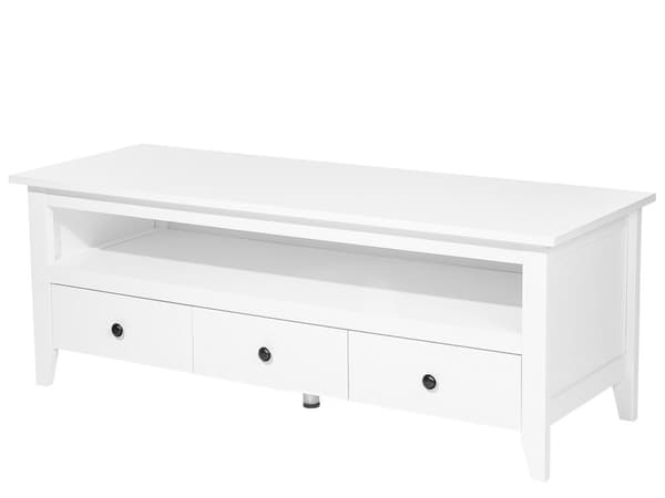 Skænk Hvid MDF 50 x 137 cm Rektangulær Tv bord til 58ʺ Skuffer Hylde Klassisk Opbevaring Stue Værelses Indretning Retro Dekor