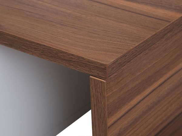 TV-taso valkoinen tumma puu 110-159 x 32 x 40 cm MDF-levy hyllyt liukuovi säädettävä