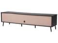Pikkukuva 6 / 11: TV-taso vaalea puu musta 177 x 40 x 46 cm lastulevy metalli laatikolla hyllyillä moderni