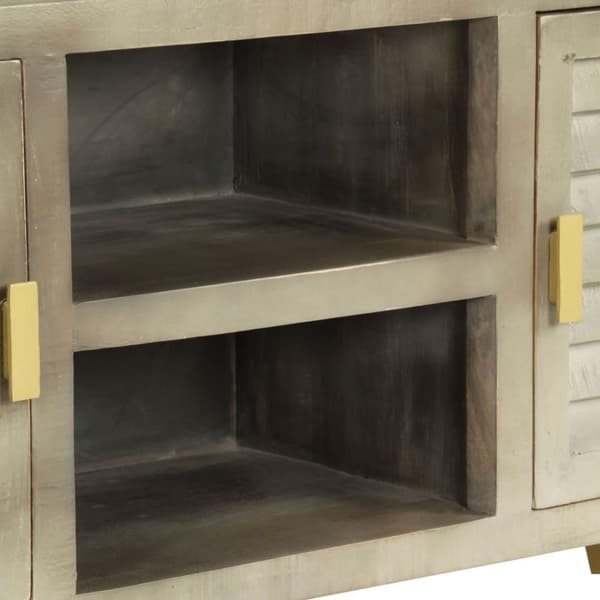 vidaXL tv-skab massivt mangotræ med messing 110 x 30 x 48 cm grå