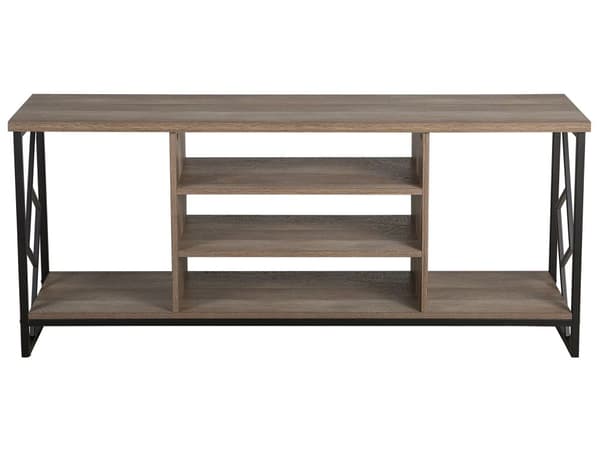 TV Bord Mørkt Træ Sort Metal 140 cm Fjernsynsbord med 5 hylder Moderne Rustik Industriel Design til Stue Tilbehør Tvbænk Indretning