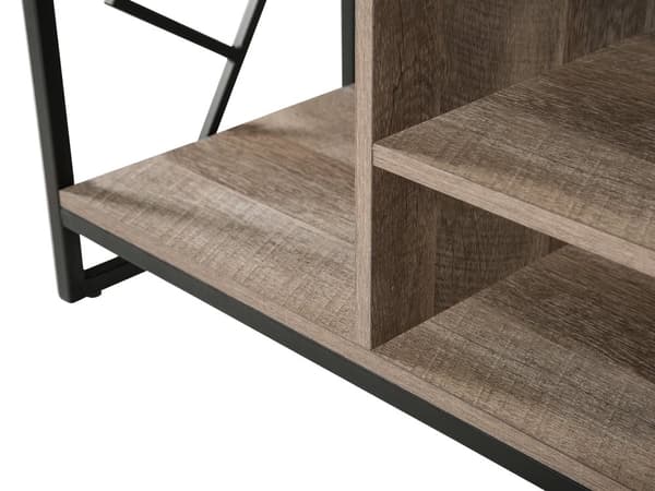 TV Bord Mørkt Træ Sort Metal 140 cm Fjernsynsbord med 5 hylder Moderne Rustik Industriel Design til Stue Tilbehør Tvbænk Indretning