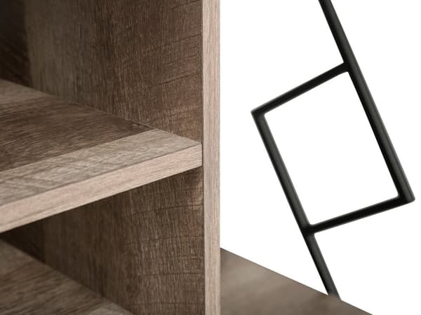 TV Bord Mørkt Træ Sort Metal 140 cm Fjernsynsbord med 5 hylder Moderne Rustik Industriel Design til Stue Tilbehør Tvbænk Indretning