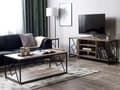 Miniatyrbillede 2 af 9: TV Bord Mørkt Træ Sort Metal 140 cm Fjernsynsbord med 5 hylder Moderne Rustik Industriel Design til Stue Tilbehør Tvbænk Indretning