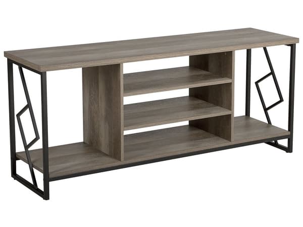 TV Bord Mørkt Træ Sort Metal 140 cm Fjernsynsbord med 5 hylder Moderne Rustik Industriel Design til Stue Tilbehør Tvbænk Indretning