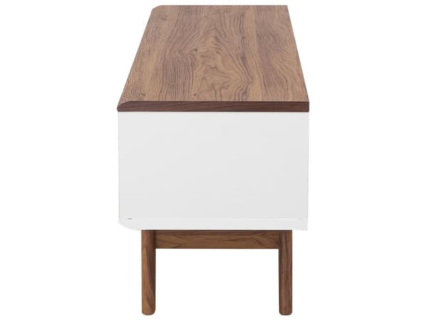 TV skab mørk hvidt træ 117 cm TV bord 4 hylder skydelåger retro stil