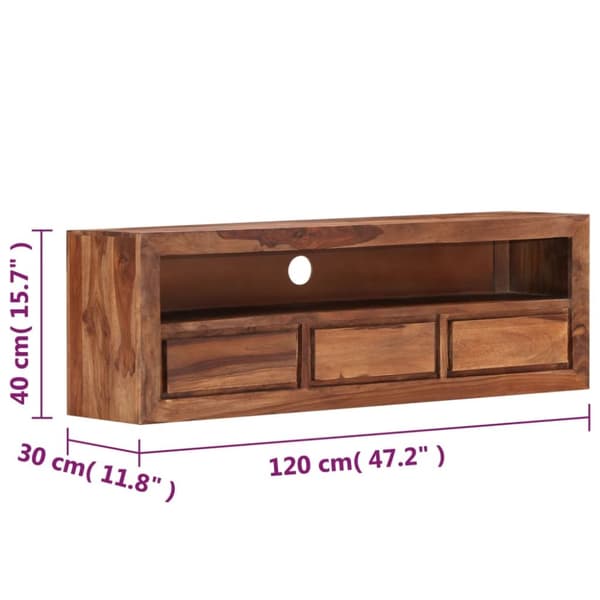 vidaXL TV-bänk 120x30x40 cm massivt sheshamträ