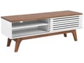 Miniatyrbild 1 av 9: TV bänk Mörk trä Vit TV upp till 53ʺ Rekommenderat 4 Hyllor Kabelorganisering Modern