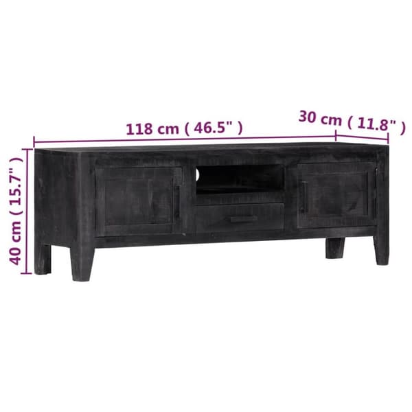 vidaXL TV-bänk 118x30x40 cm svart massivt mangoträ