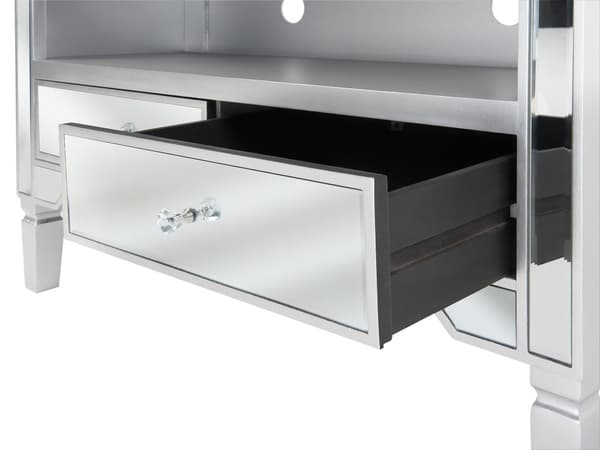 TV-taso hopea MDF-levy mänty lasi 100 x 33 x 60 cm peilattu hyllyllä laatikoilla glamour tyyli