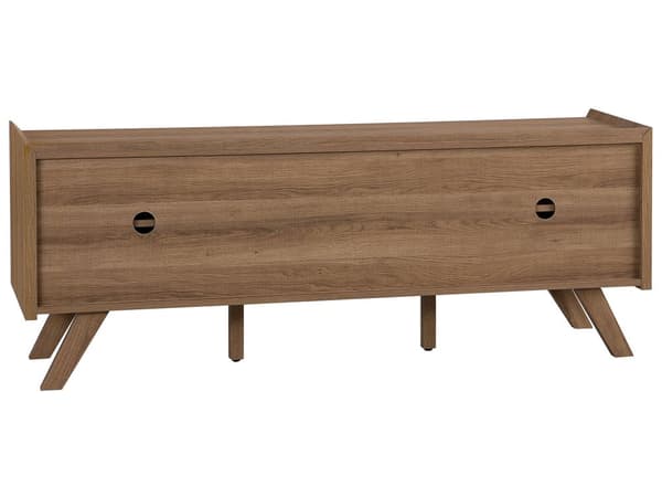 Tv-bänk Ljus Träfanér 56 x 147 x 42 cm med 2 Vita Skjutdörrar och 2 Grå Lådor