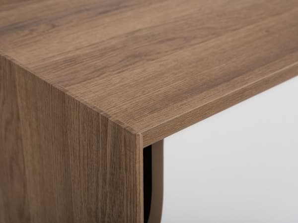 Tv-bänk Ljus Träfanér 56 x 147 x 42 cm med 2 Vita Skjutdörrar och 2 Grå Lådor