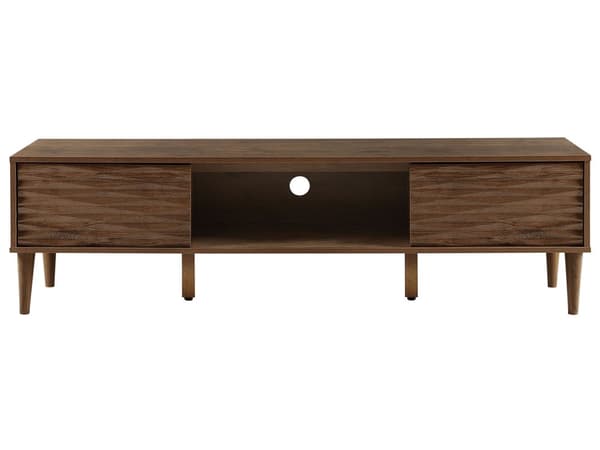 TV Bord Mørkt Træ Mahogni 160 x 40 x 46 cm Lav Smal Fjernsynsbord op til 75ʺ Tvbænk Stue Indretning Opbevaring Skabe Hylder Kabelgennemføring