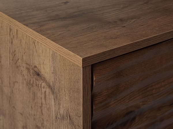 TV-taso tumma puu MDF lastulevy mahonki 160 x 40 x 46 cm kaapeilla hyllyllä kaapeliläpivienti rustiikkinen tyyli