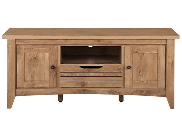 TV-taso vaalea puu MDF lastulevy 138 x 43 x 60 cm kaapeilla laatikolla hyllyllä kaapeliläpivienti rustiikkinen tyyli