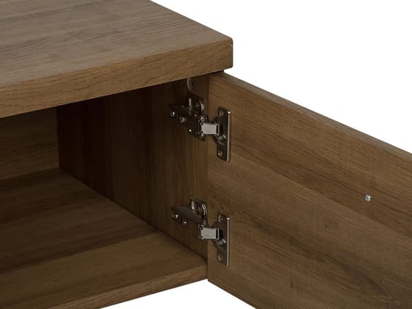 TV-Stander Mørkt Træ med Grå Metalbund Opbevaringshyldeskabe Industriel Kabelstyring Minimalistisk Medieenhed