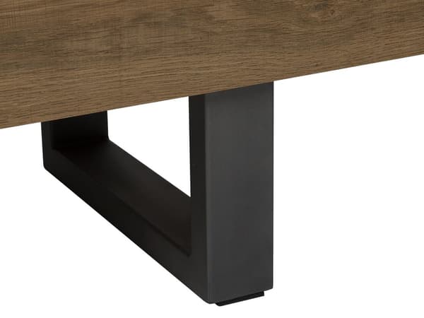 TV-Stander Mørkt Træ med Grå Metalbund Opbevaringshyldeskabe Industriel Kabelstyring Minimalistisk Medieenhed