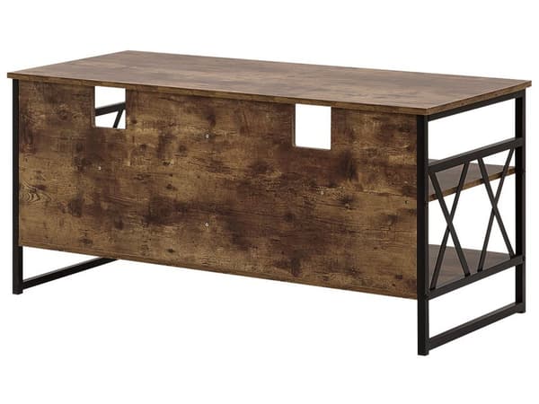 TV Stander Skab Mørkt Træ Metal 4 Hylder Opbevaringsenhed Dagligstue Moderne Stil