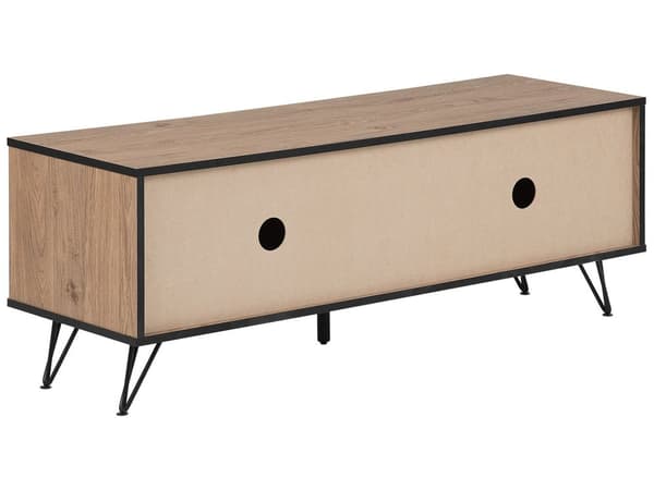 TV-taso vaalea puu lastulevy musta metalli 120 x 40 x 46 cm kaapeilla kaapeliläpivienti moderni tyyli