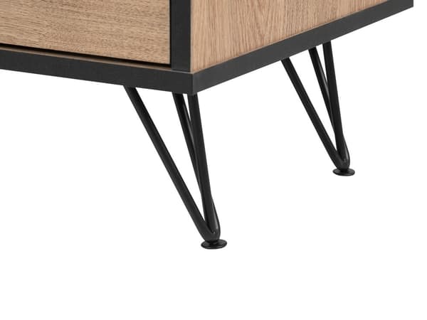 TV-taso vaalea puu lastulevy musta metalli 120 x 40 x 46 cm kaapeilla kaapeliläpivienti moderni tyyli