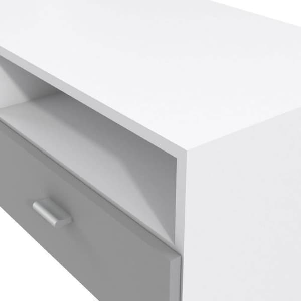 FINLANDEK HELPPO modernt TV-skåp vit och mattgrå - L 95 cm