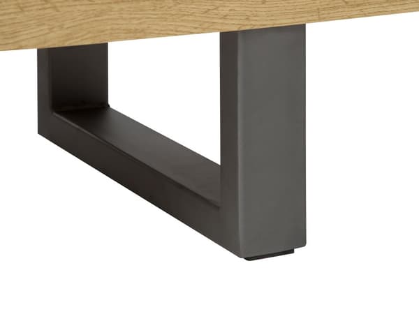 TV-bänk Ljust trä Grå Metallbas Förvaringshylla Skåp Industriell Minimalistisk mediaenhet