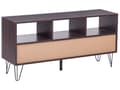 Miniatyrbillede 5 af 8: TV Bord Mørkt Træ Hvid og Sort Metalstel 120 x 35 x 60 cm Fjernsynsbord med Hylder Skuffer Opbevaring Tv Møbel Modul Moderne Stue Design Dekor