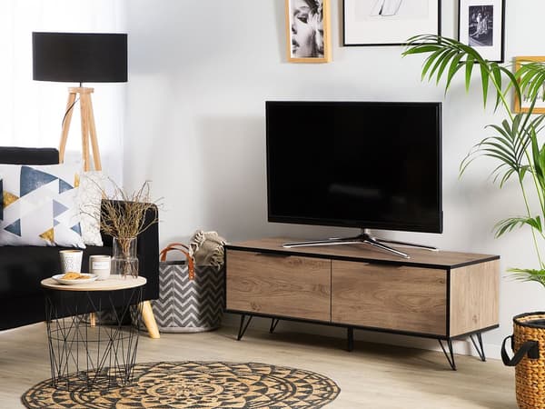 TV-Stander Lys Træ til op til 55ʺ TV-Medieenhed med 2 Kabinetter