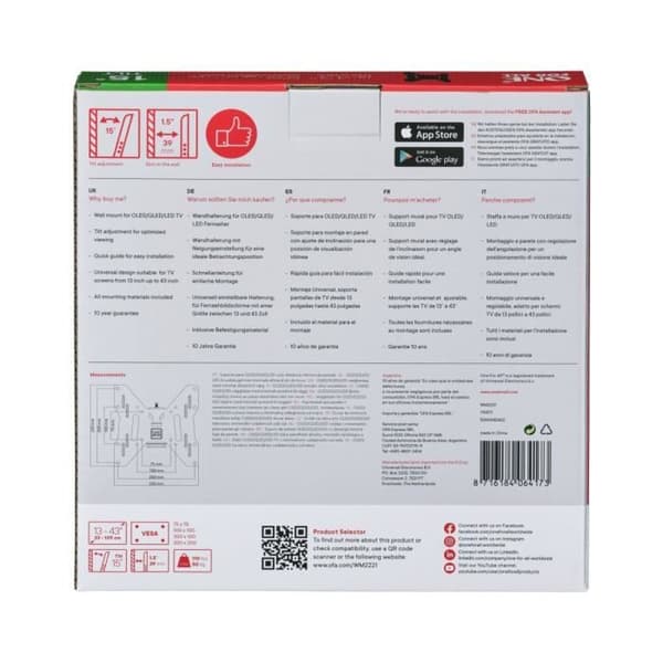 EN FÖR ALL WM2221 Smart TV-stativ 33-102 cm (13-40 '') - Max. : 50 kg - Tilt 15 ° - 10 års garanti