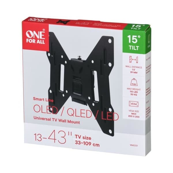 EN FÖR ALL WM2221 Smart TV-stativ 33-102 cm (13-40 '') - Max. : 50 kg - Tilt 15 ° - 10 års garanti