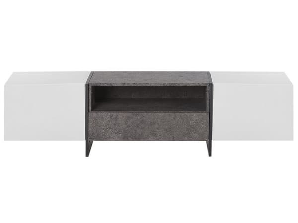 TV Bord Grå Hvid Sort Fineret MDF Beton Effekt Lav Fjernsynsbord med LED Lys Tvbænk Opbevaring Hylde Skuffeskabe Design Mediemøbel