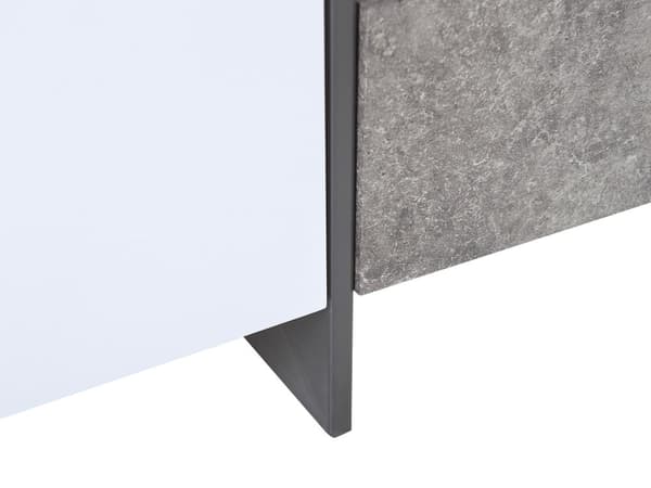 TV Bord Grå Hvid Sort Fineret MDF Beton Effekt Lav Fjernsynsbord med LED Lys Tvbænk Opbevaring Hylde Skuffeskabe Design Mediemøbel