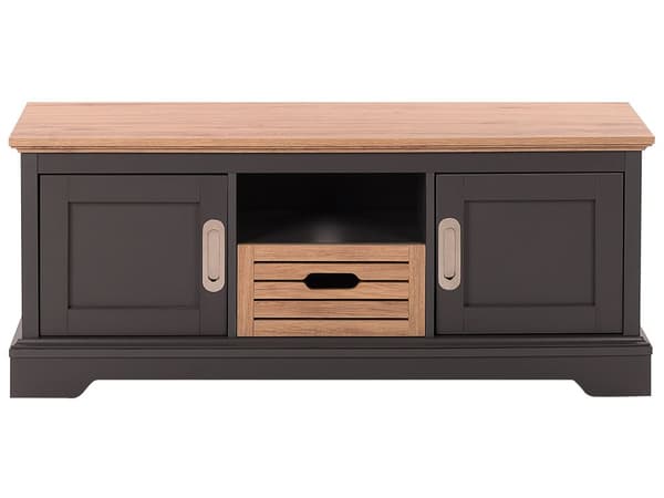 TV Bord Grå og Lyst Træ 50 x 120 x 40 cm Fjernsynsbord med Dør Skab Skuffe Hylde Opbevaring op til 52ʺ Stue Tilbehør Tvbænk